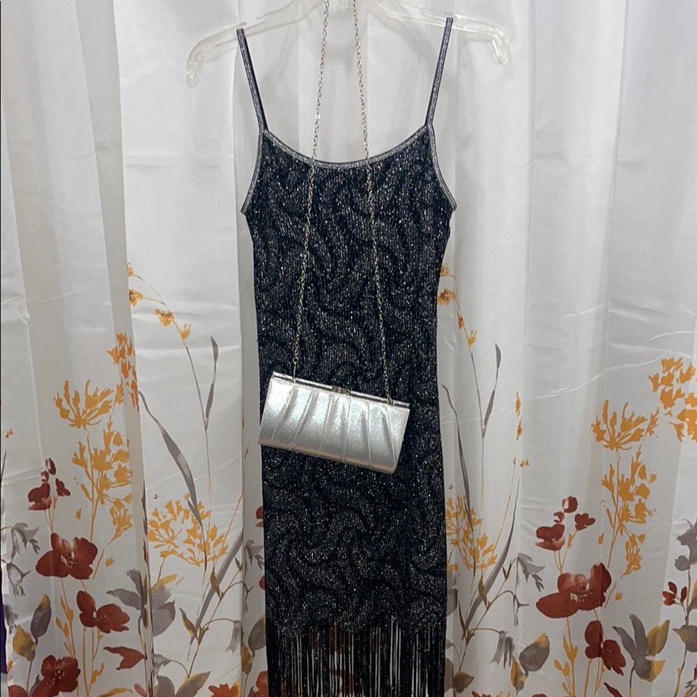 Black and Silver Fringe Dress
